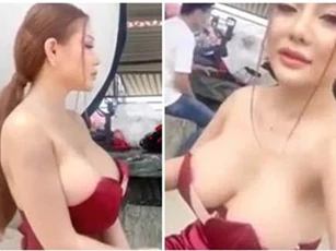Cô nàng hot girl khiến dân mạng choáng váng vì chiếc váy 'phản chủ' trong lúc livestream