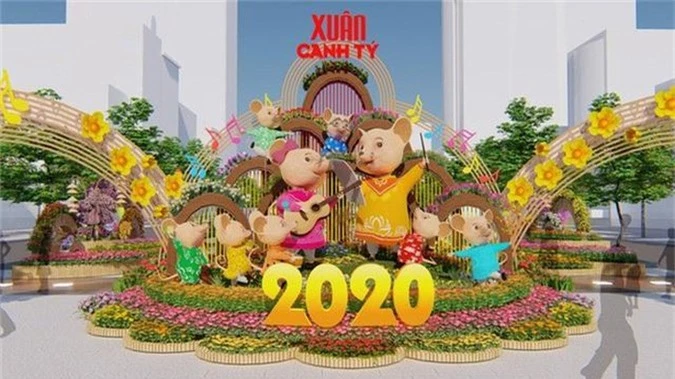 Nhiều tạo hình độc đáo ở đường hoa Nguyễn Huệ Tết Canh Tý 2020 - Ảnh 1.