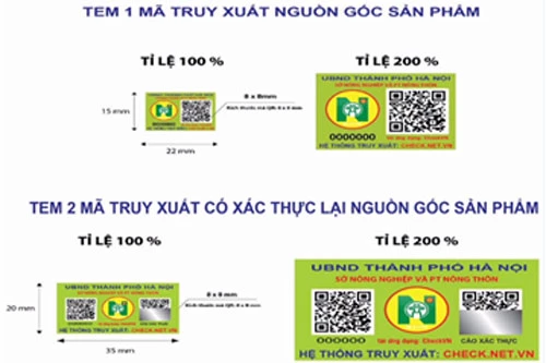 Ảnh: Mẫu tem truy xuất nguồn gốc hàng hóa Hà Nội.