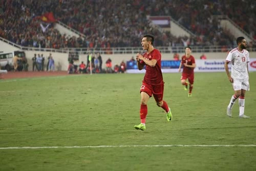 Tiến Linh ghi bàn thắng duy nhất giúp Việt Nam đánh bại UAE. Ảnh: Lê Thành.