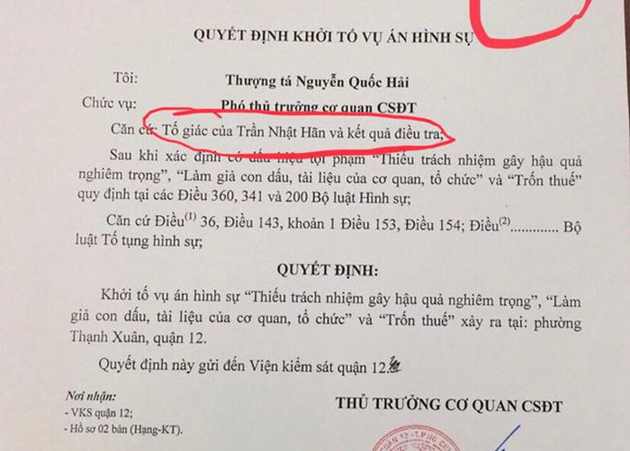 TP.HCM: Khởi tố, bắt tạm giam một cán bộ liên quan đến việc trốn thuế trong phân lô bán đất nền ở quận 12