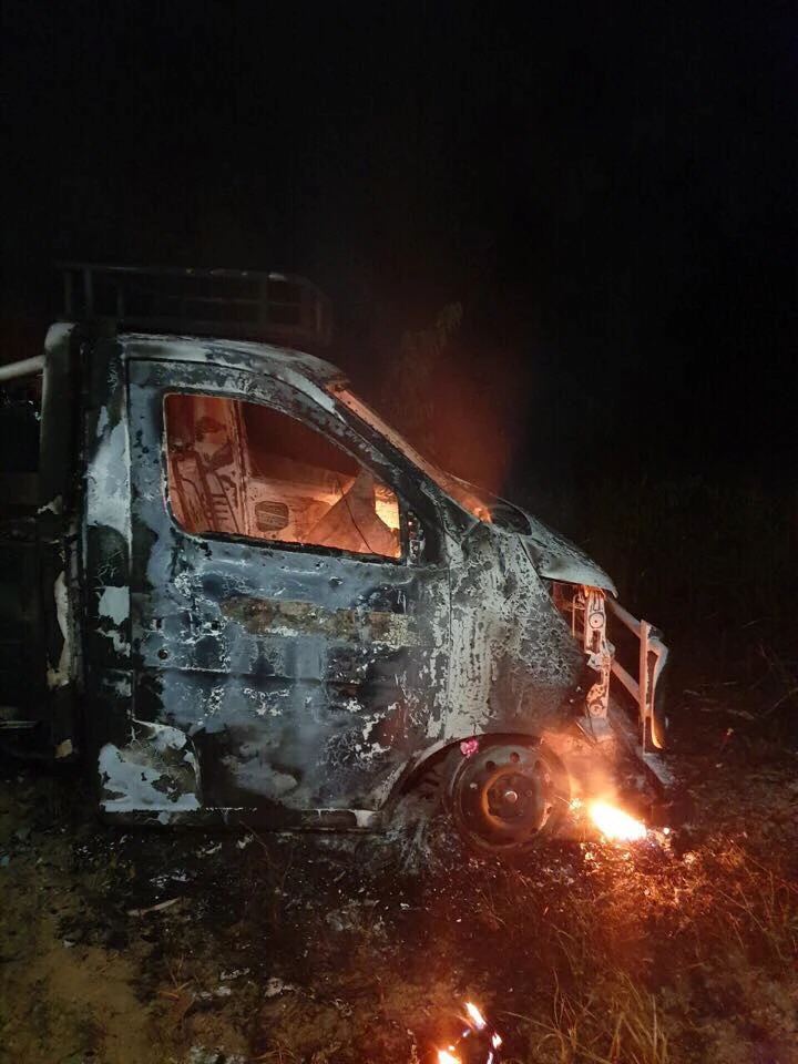 Xe ôtô tải BKS 29H-158.26 của ông Dương Quốc Năng bị phát hiện đốt cháy lúc 1h sáng ngày 28/4/2019.