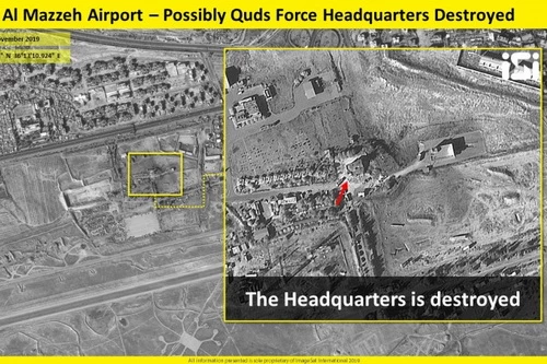 Căn cứ không quân al Mazzeh của Syria đã bị tên lửa Israel hủy diệt. Ảnh: ImageSat International.