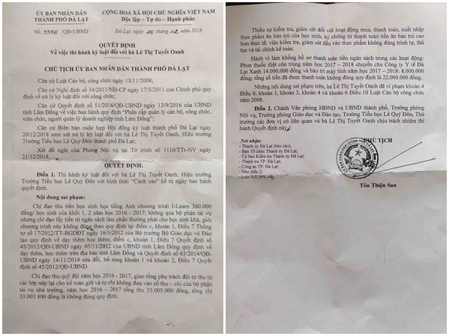 Đà Lạt: Hiệu trưởng vừa bị kỷ luật, người tố cáo có dấu hiệu bị trù dập(?) 