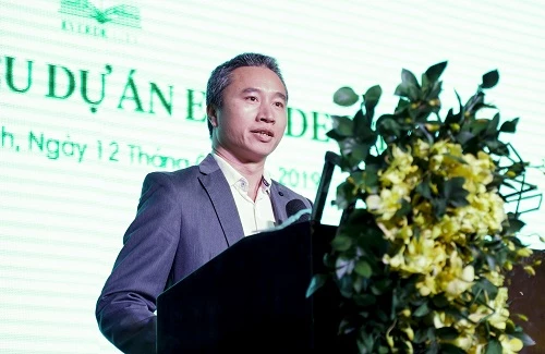 Ông Trần Hoàng Ân - Phó Tổng giám đốc Công ty Tân Tạo phát biểu tại lễ giới thiệu dự án Everde City (Ảnh: NK)