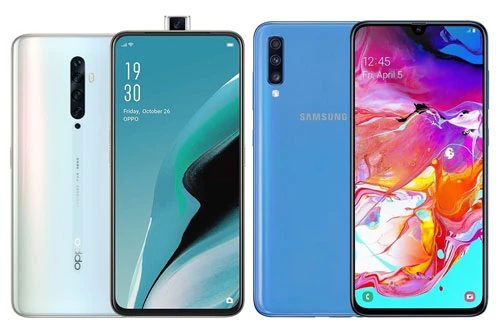 Oppo Reno2 F (trái) và Samsung Galaxy A70.