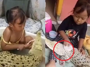 CLIP: Bé gái đánh răng cho cá sấu gây ‘sốt’