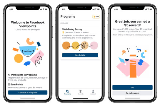 Facebook trả tiền cho người dùng khảo sát trực tuyến