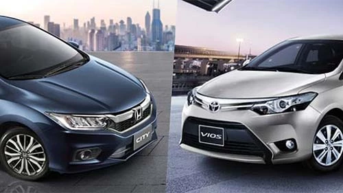 Honda City (trái) và Toyota Vios (phải)