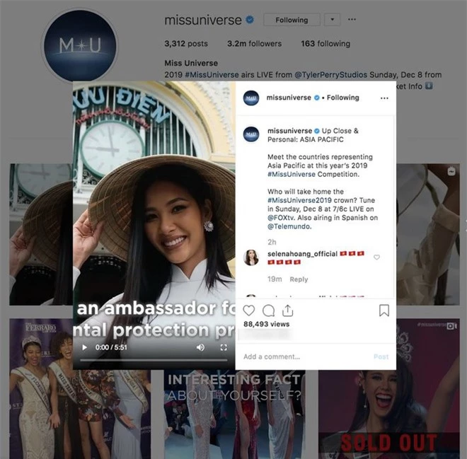 Hoàng Thuỳ khiến khán giả nở mặt khi xuất hiện nổi bật trên Instagram hơn 3 triệu follow của Miss Universe - Ảnh 1. Hoàng Thuỳ khiến khán giả nở mặt khi xuất hiện nổi bật trên Instagram hơn 3 triệu follow của Miss Universe - Ảnh 1.