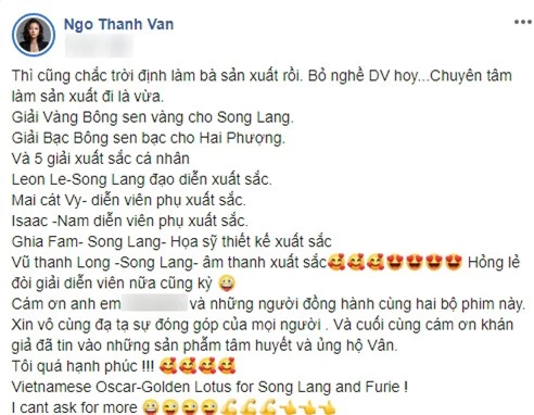 Xuân Lan trào nước mắt vì Ngô Thanh Vân hụt mất giải lớn tại LHP Việt Nam 2019: 