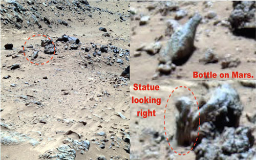 Rùng mình phát hiện chai lọ, tượng sinh vật lạ trên sao Hỏa