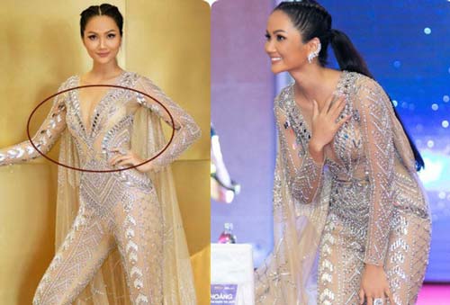 Hoa hậu H'Hen Niê mặc jumpsuit xuyên thấu lộ khuyết điểm nội y