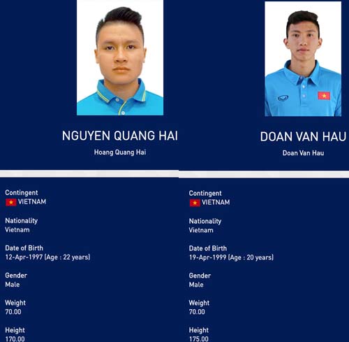 BTC SEA Games lại sai sót: Quang Hải cao gần bằng Văn Hậu