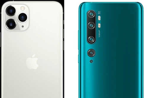 iPhone 11 Pro và Xiaomi Mi Note 10 (phải).