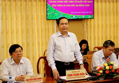 Đồng chí Trần Thanh Mẫn đánh giá cao công tác chuẩn bị Đại hội Mặt trận Tổ quốc các cấp tại Đồng Tháp.