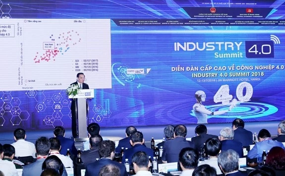 Quang cảnh Diễn đàn cấp cao và Triển lãm quốc tế về công nghiệp 4.0 - Industry 4.0 Summit 2018.
