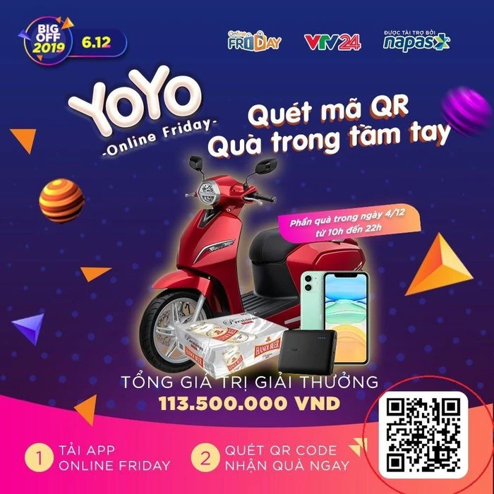 Người dùng có thể quét mã QR trong App Online Friday để có cơ hội trúng quà tặng từ NAPAS.