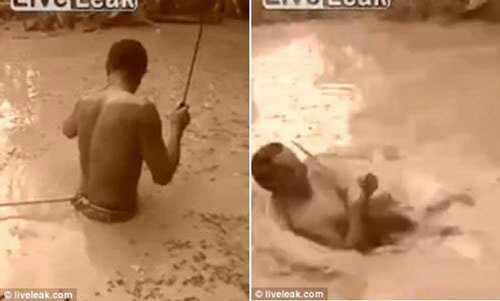 CLIP: Hãi hùng ngư dân suýt chết vì làm mồi nhử lươn điện