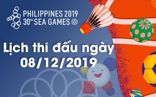 Lịch thi đấu ngày 8/12 của Đoàn Thể thao Việt Nam tại SEA Games 30
