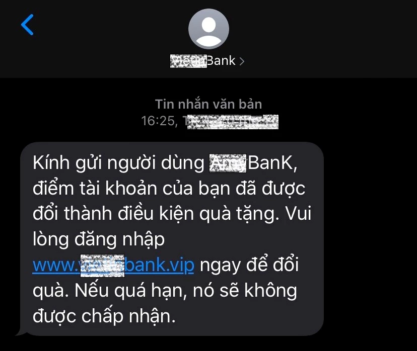 Một loại tin nhắn lừa đảo giả danh tin nhắn của Ngân hàng.
