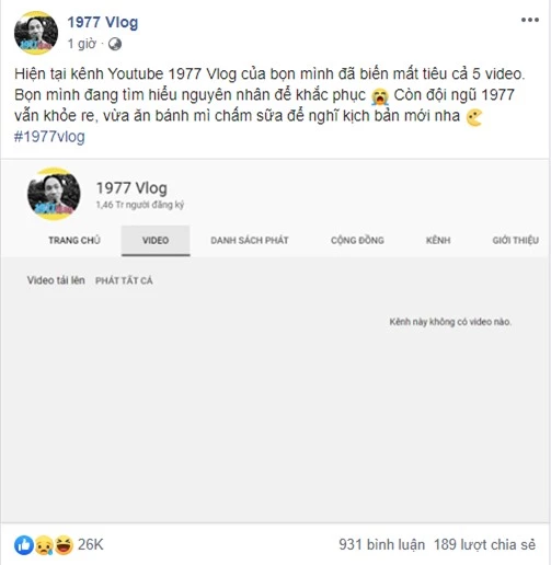 Tất cả video của 1977 Vlog bất ngờ mất ảnh chỉ sau một đêm, fan hoang mang Cậu Vàng đi thật rồi ông giáo ạ - Ảnh 3.