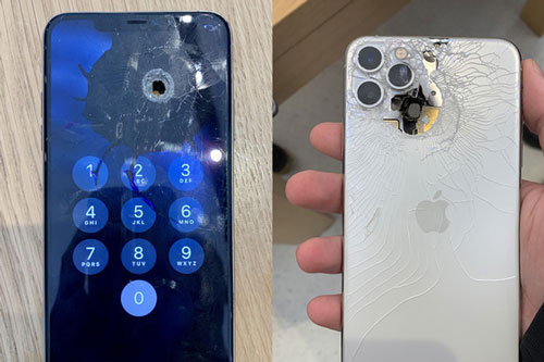 Bị đạn bắn xuyên thủng một lỗ, iPhone 11 Pro Max vẫn 'sống tốt'