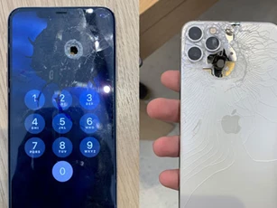 Bị đạn bắn xuyên thủng một lỗ, iPhone 11 Pro Max vẫn 'sống tốt'