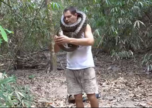 Một giây sơ sảy khi đùa giỡn với trăn lớn, người đàn ông phải trả giá bằng máu