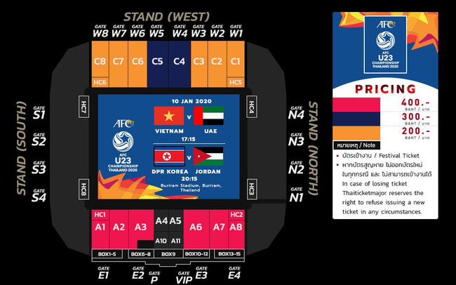 Ngạc nhiên vì giá vé xem U23 Việt Nam tại giải U23 châu Á 2020 