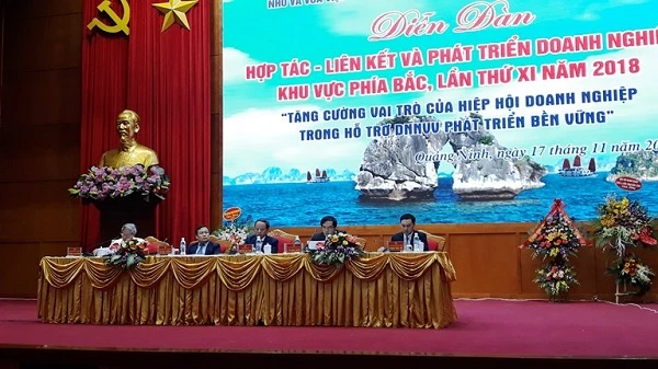 Diễn đàn Hợp tác - Liên kết và phát triển doanh nghiệp khu vực phía Bắc năm 2018 diến ra tại Quảng Ninh.