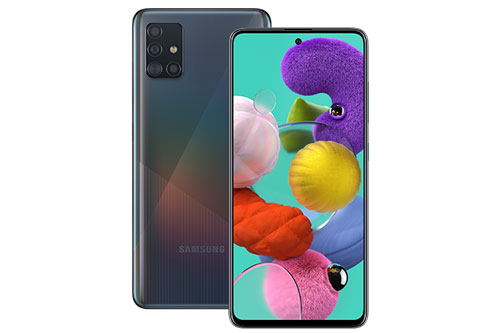 Samsung Galaxy A51 sử dụng vỏ ngoài bằng nhựa giả kính. Máy có kích thước 158,5x73,6x7,9 mm, cân nặng 172 g. 