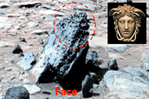 Sửng sốt phát hiện hình đầu quái vật Hy Lạp trên sao Hỏa
