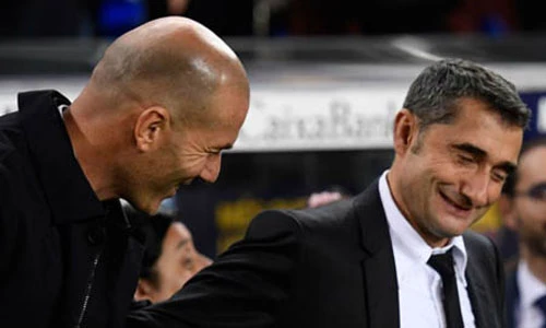 HLV Ernesto Valverde và HLV Zinedine Zidane không hài lòng về kết quả trận đấu.