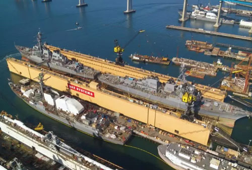 Khoe ụ nổi khổng lồ, Mỹ gây choáng khi bảo trì được 2 tàu chiến cùng lúc