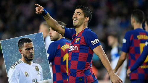 Suarez chỉ cần 55 phút để đạt thành tích tốt hơn Hazard trong cả mùa