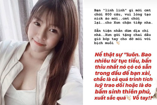 Bị ai chọc tức mà Yến Xuân đanh đá thách thức cứ lập nick ảo chửi tiếp đi, mỏi tay thì để ship dầu gió bóp tay đỡ mỏi nè