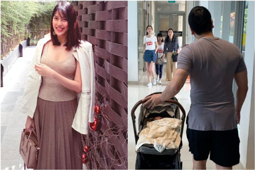 Quý tử 1 tháng tuổi của Lan Khuê lần đầu được ra ngoài chơi Noel, tỉ lệ thân hình bố John Tuấn bên con chiếm spotlight