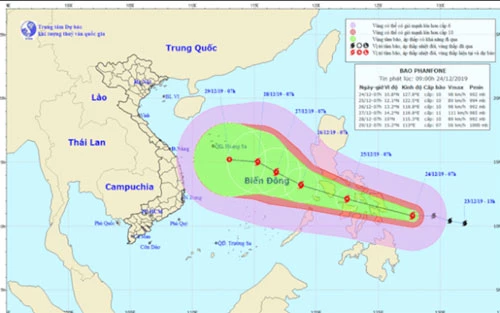 Bão Phanfone có khả năng vào Biển Đông.