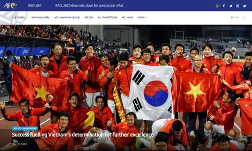 Thành công của bóng đá Việt Nam được vinh danh trên trang chủ AFC