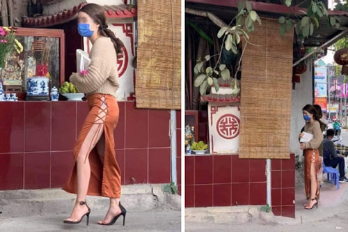 Cô gái mặc váy xẻ tà để lộ nội y khi đi lễ chùa khiến cộng đồng mạng liên tục ''ném đá''
