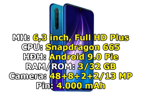 Xiaomi Redmi Note 8 phiên bản RAM 3 GB/ROM 32 GB (3,99 triệu đồng)