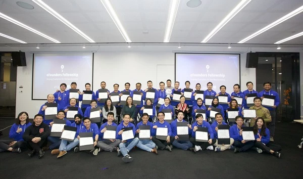 Các doanh nhân châu Á tham gia khóa học về eFounders mới đây tại Trung Quốc.