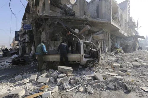 Khung cảnh hoang tàn tại Idlib. (Ảnh: AP)