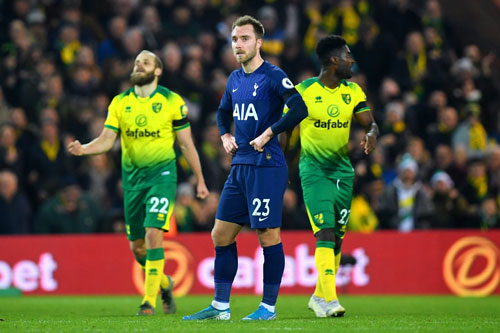 Norwich 2-2 Tottenham: Eriksen và Kane lập công, Tottenham may mắn thoát thua Norwich