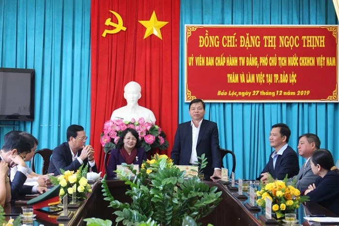 ông Nguyễn Văn Triệu, UVBTV Tỉnh ủy, Bí thư Thành ủy Bảo Lộc kiến nghị nhiều nội dung quan trọng với Phó Chủ tịch nước và  Trung ương