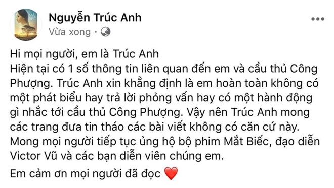 Trúc Anh “Mắt Biếc” lên tiếng sau màn thả thính “Được Công Phượng tỏ tình sẽ đồng ý ngay” gây xôn xao, sự thật là gì? - Ảnh 1.