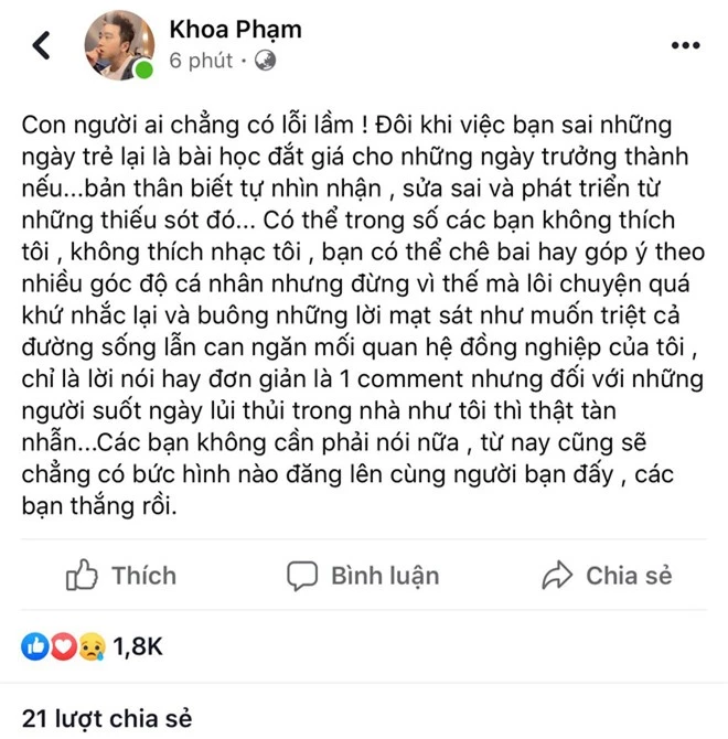 Đăng ảnh với Sơn Tùng vẫn bị mạt sát vì quá khứ từng đá xéo, Karik lên tiếng: Thật tàn nhẫn, từ nay sẽ chẳng có bức hình nào nữa  - Ảnh 2.