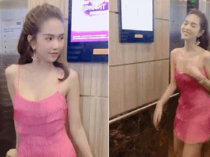 Diện váy tua rua, Ngọc Trinh "quẩy" nhiệt tình khoe dáng nuột trong thang máy nhưng vẫn nơm nớp sợ lộ hàng