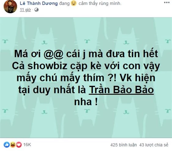 Ngô Kiến Huy công khai chỉ có vợ duy nhất là BB Trần. 